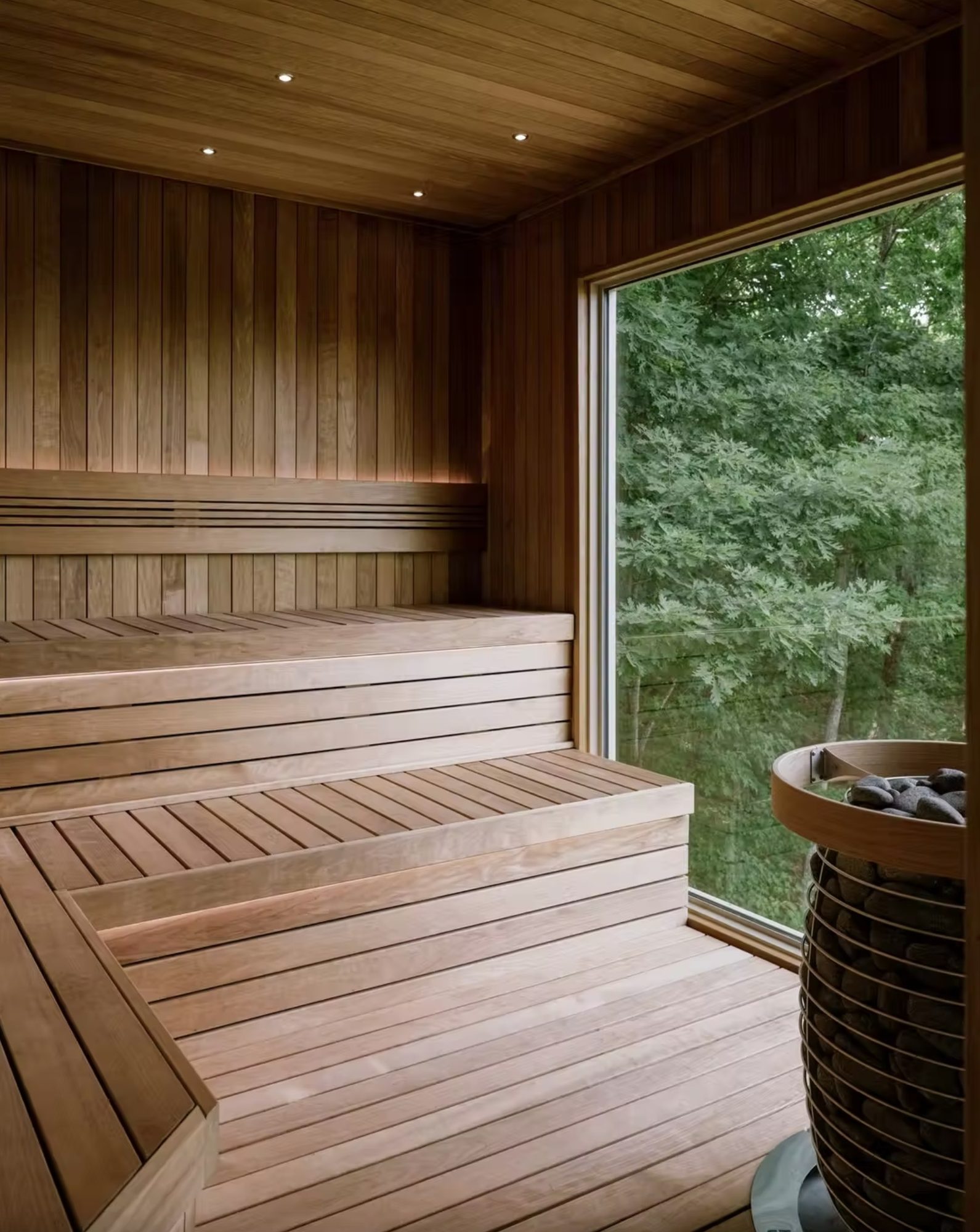 Traditional sauna overlooking the forest