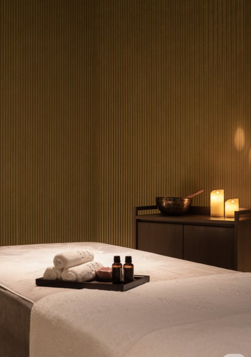 Treatment room styling with oils and towels